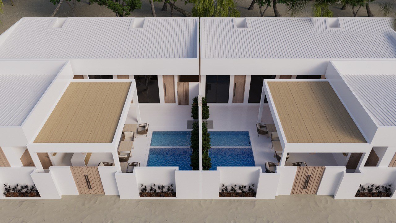 Aerial view of the villas and plunge pools